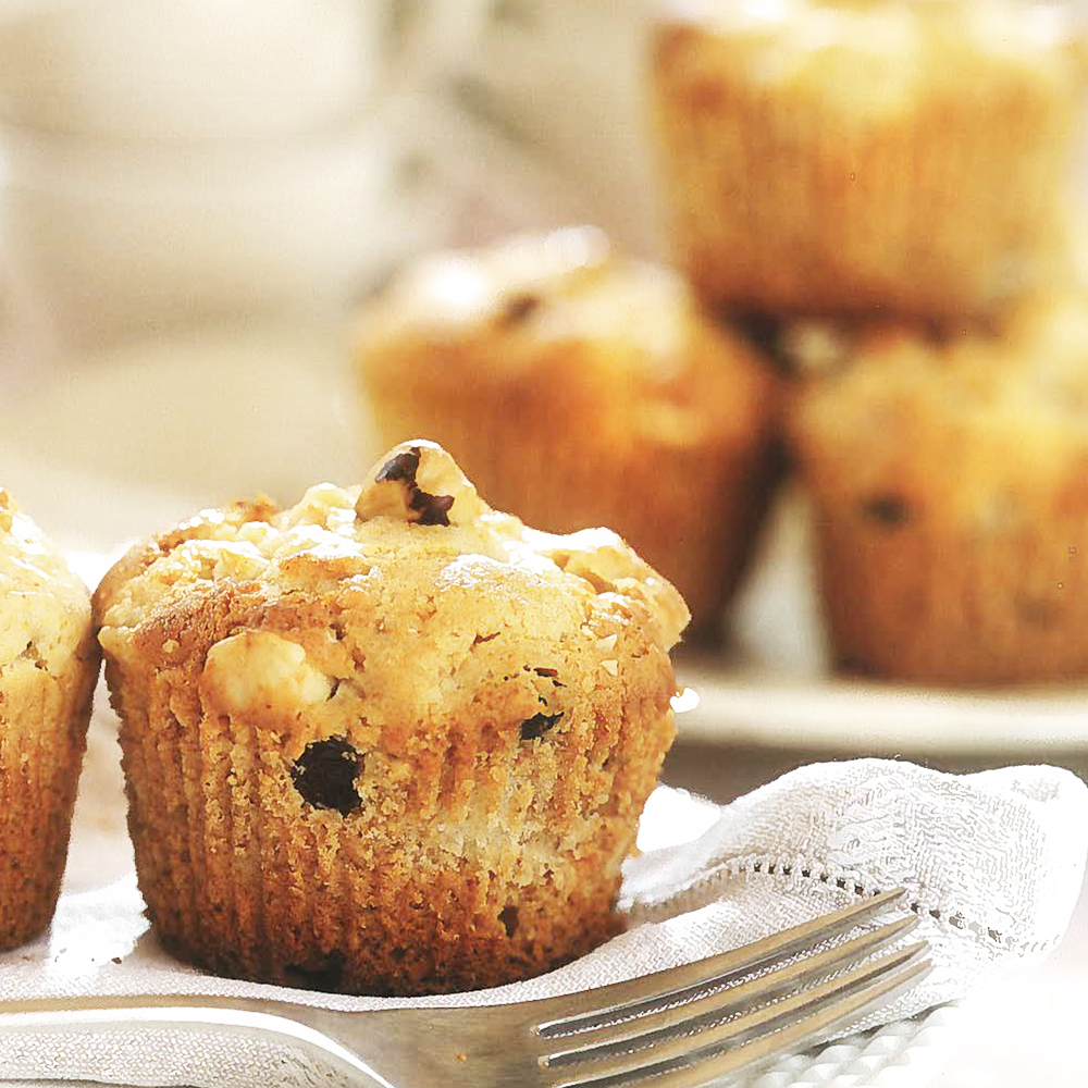 Muffin di pere, cioccolato e nocciole